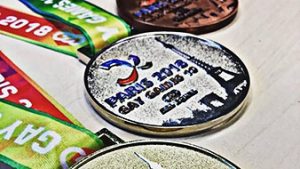 Teilnehmermedaillen der Gay Games 2018