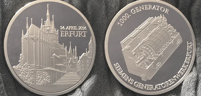Siemens Münze zum Jubiläum, individuell geprägt