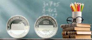 Individuell geprägte Jahrgangsmünze aus Silber für AbiturientInnen