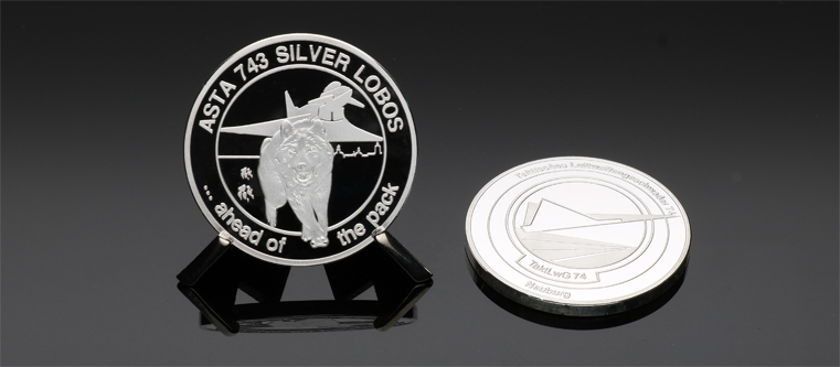 Versilberte Eurofighter Coins für Piloten der Fliegerstaffel