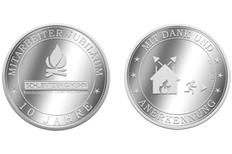 Silbermünze als Mitarbeitergeschenk für Angestellte im Bereich Brandschutz