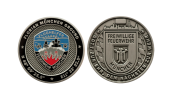 Feuerwehrmünzen in Silber Antik mit Wappen und farbigen Details in Hartemaille