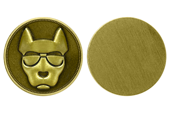 Logo Münze aus Bronze als Element zum Produktlabelling