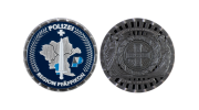 Individuell geprägter Polizeicoin in Silber Antik mit Hartemaille
