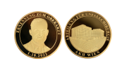 Goldene Münze zur Beförderung mit persönlicher Fotoprägung in polierter Platte