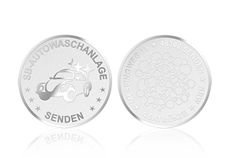 Individualisierte Waschmünzen mit Logoprägung
