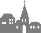 Symbol Kirche und Häuser für Gemeinden und Gewerbevereine
