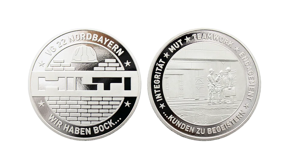 Individualisierte Silbermünzen als Geschenk für die Belegschaft und geschäftliche Kontakte
