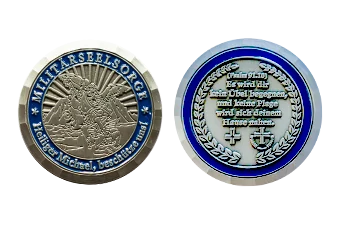individueller Militärseelsorge-Coin in Silber Antik und Emaille