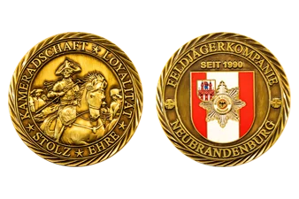 Kompaniecoin der Neubrandenburger Feldjäger in Bronze Antik mit Hartemaille