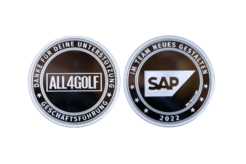 Feinsilbermünze SAP Münze für die Geschäftsleitung mit personalisierter Prägung in polierter Platte
