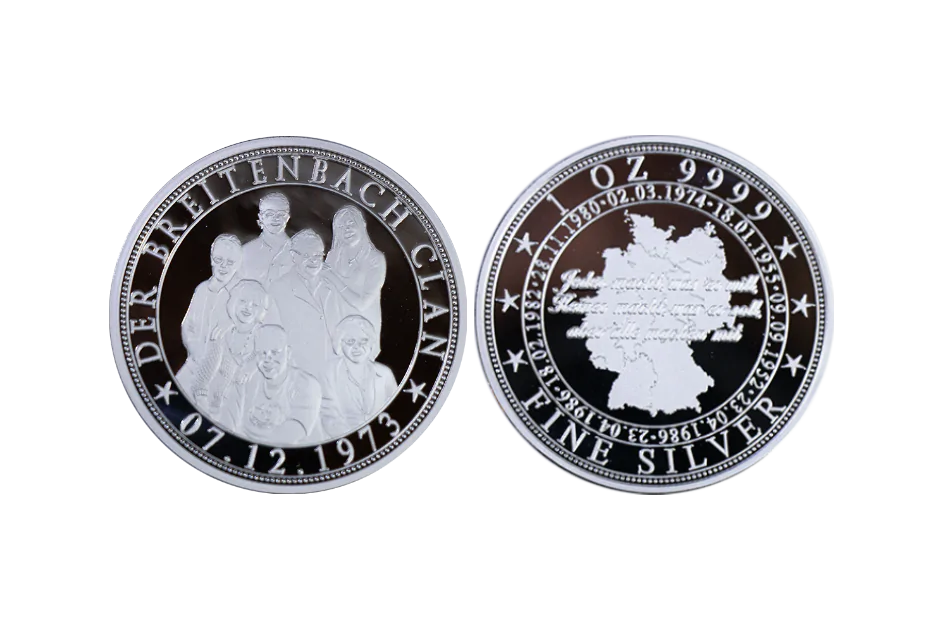 Familienmünze, Clan Coin aus Feinsilber mit indivdueller Fotoprägung