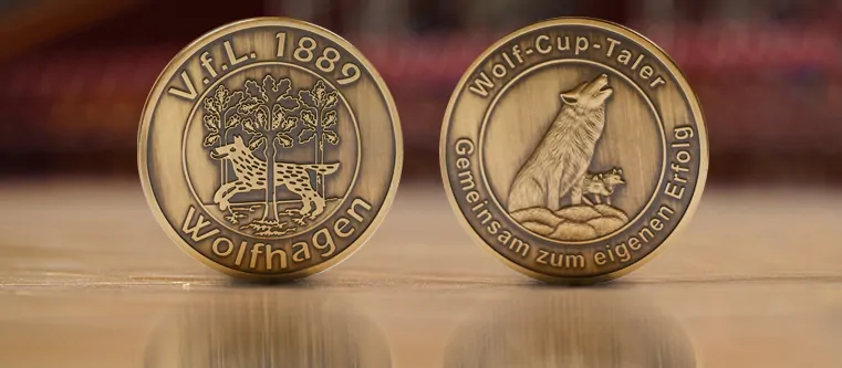Wolf-Cup-Siegermünzen Siegermünzen individuell geprägt für den Wolf-Cup, ein Ringer-Wettkampf